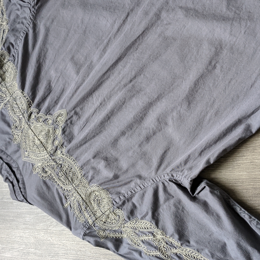 🎉HP🎉 Lucky Brand Gray Western Style Button Down Embroidered Shirt XL